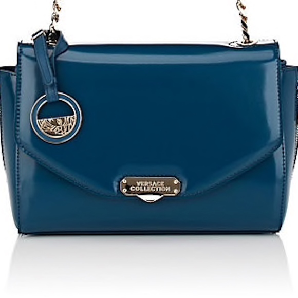 VERSACE Collection Leather Shoulder Bag NWT Aegean - Picture 7 of 8